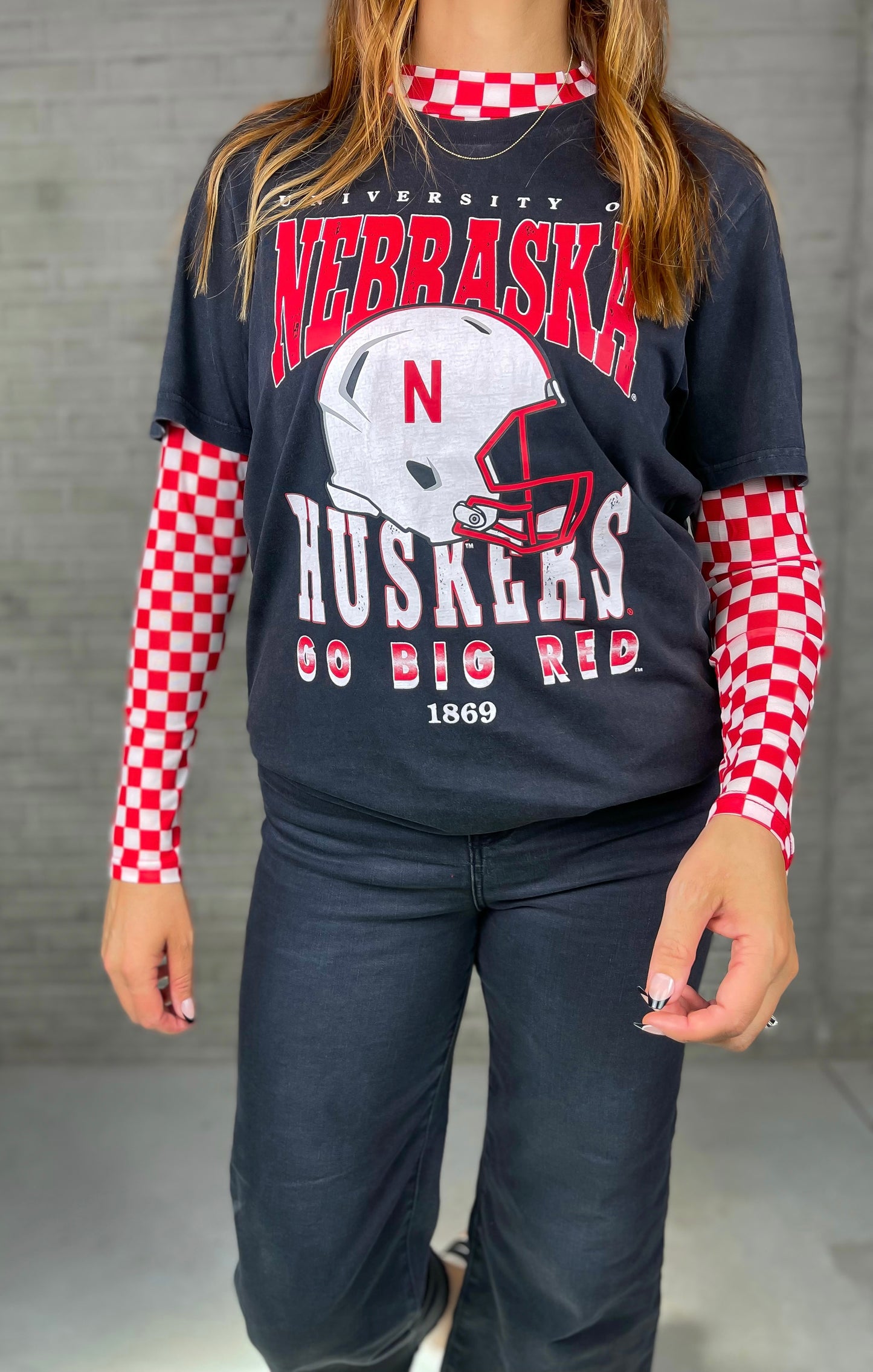 Red Checkered Mesh Top