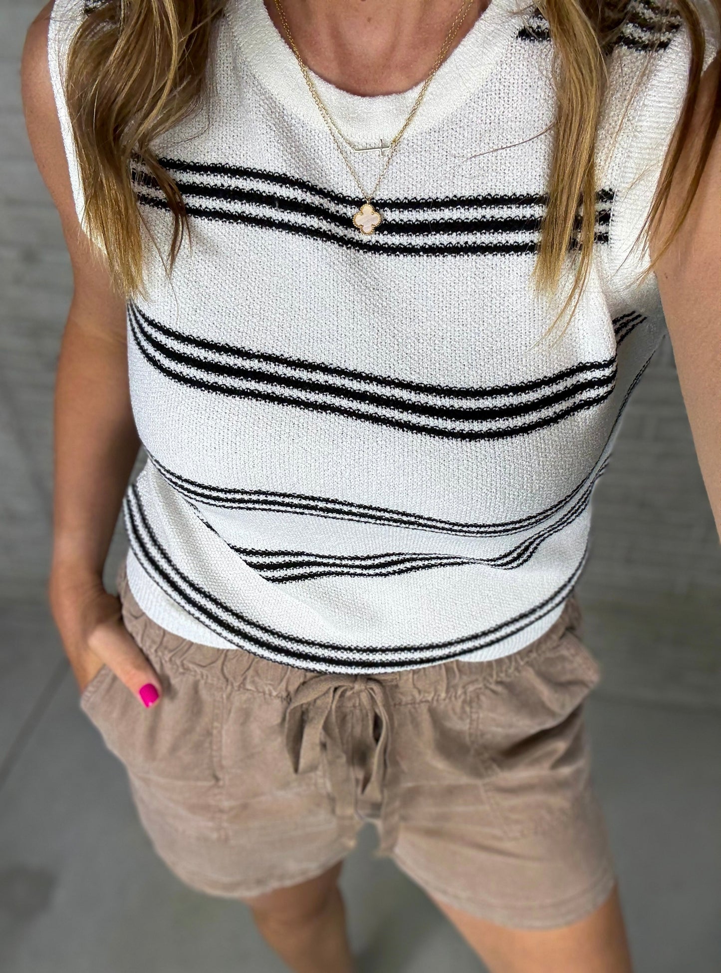 Ivory & Black Striped Tank