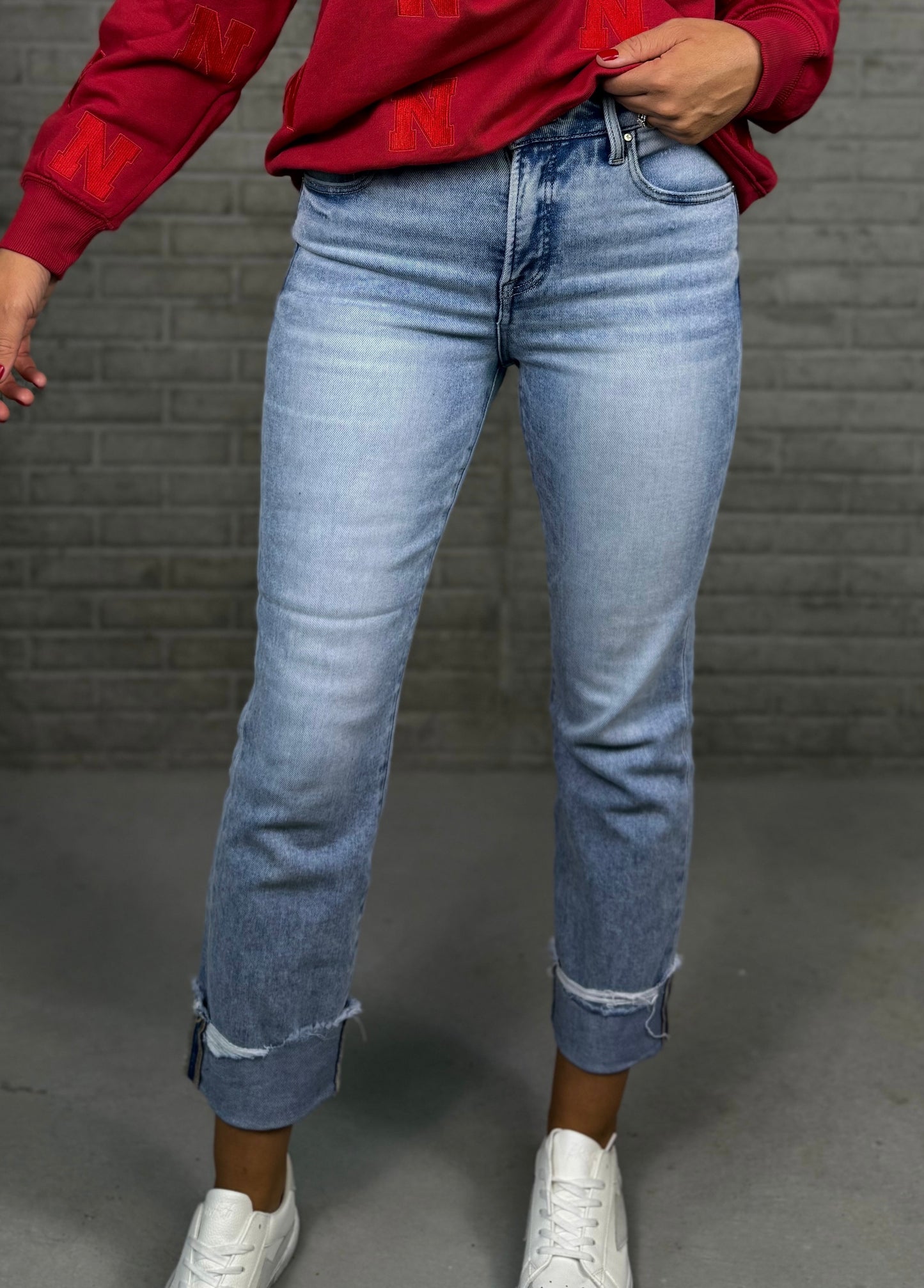 Tummy Control High Rise Cuffed Jeans