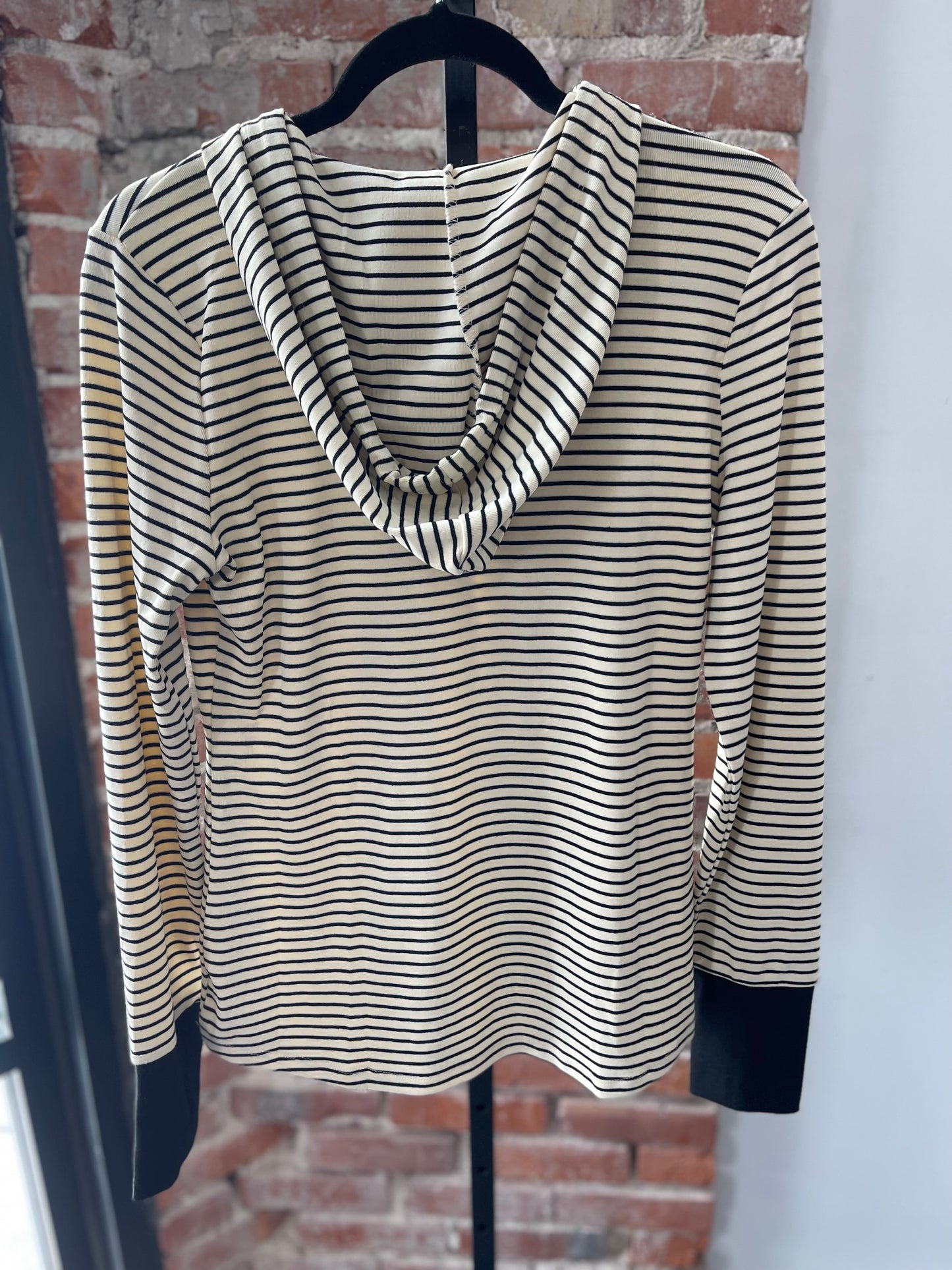 Ivory & Black Hooded Henley