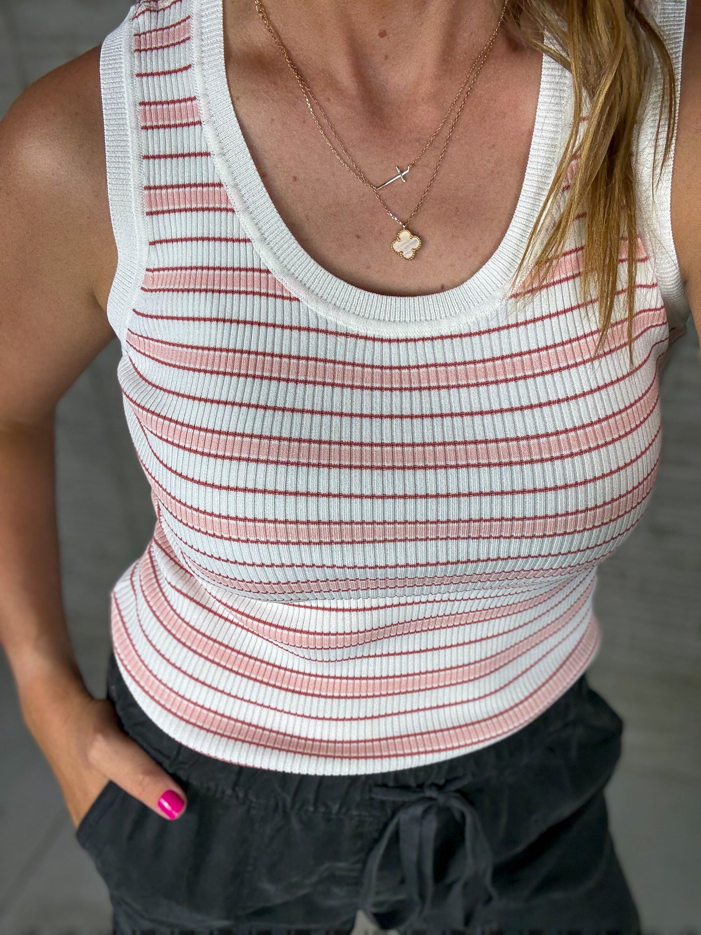 Pink Striped Tank