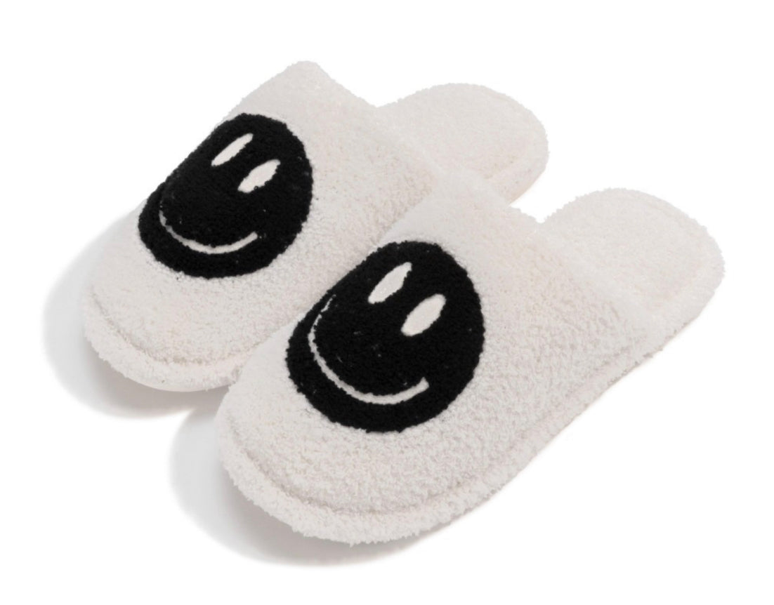 Black Smiley Slippers