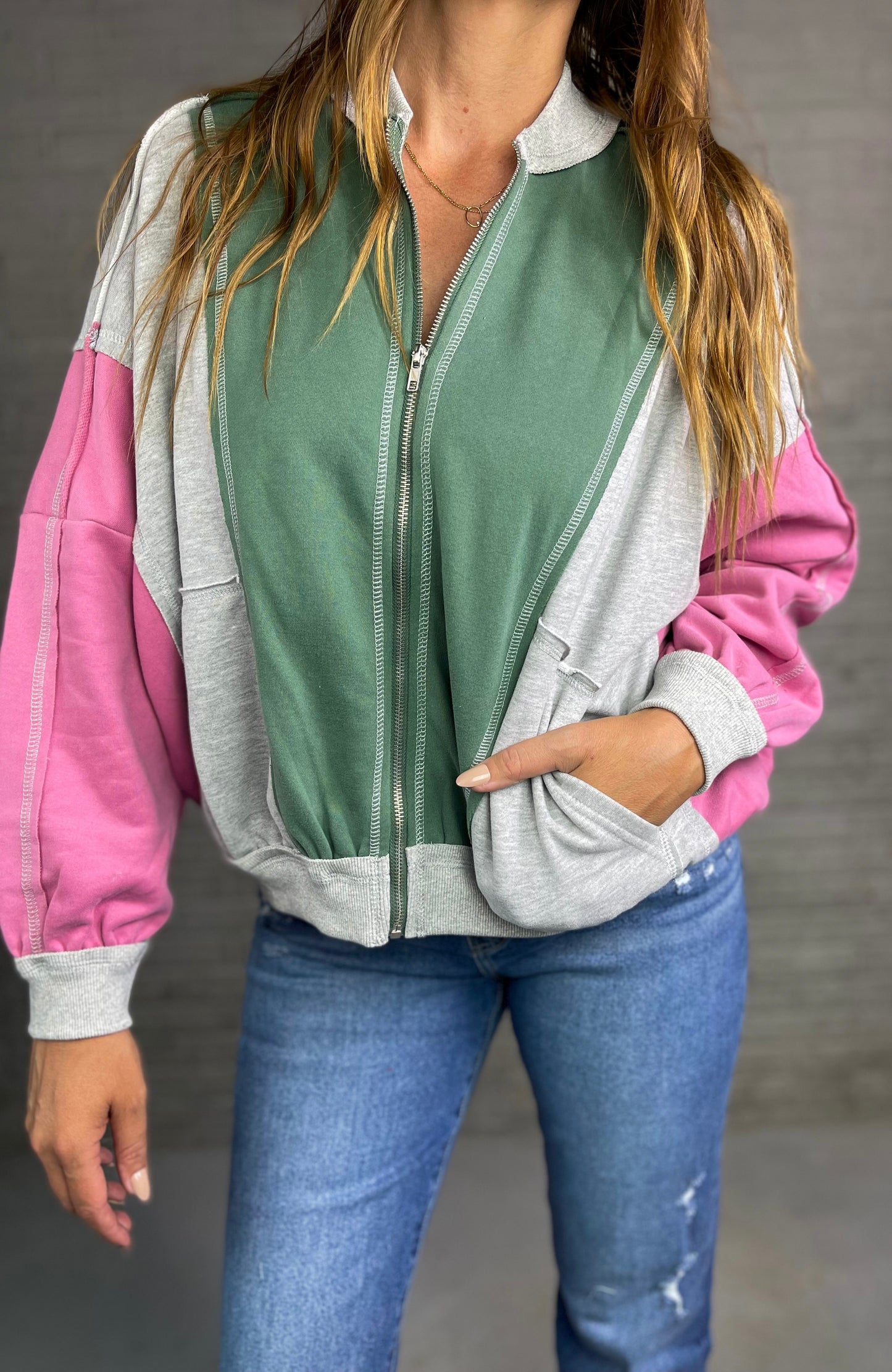 Color Block Bomber Jacket