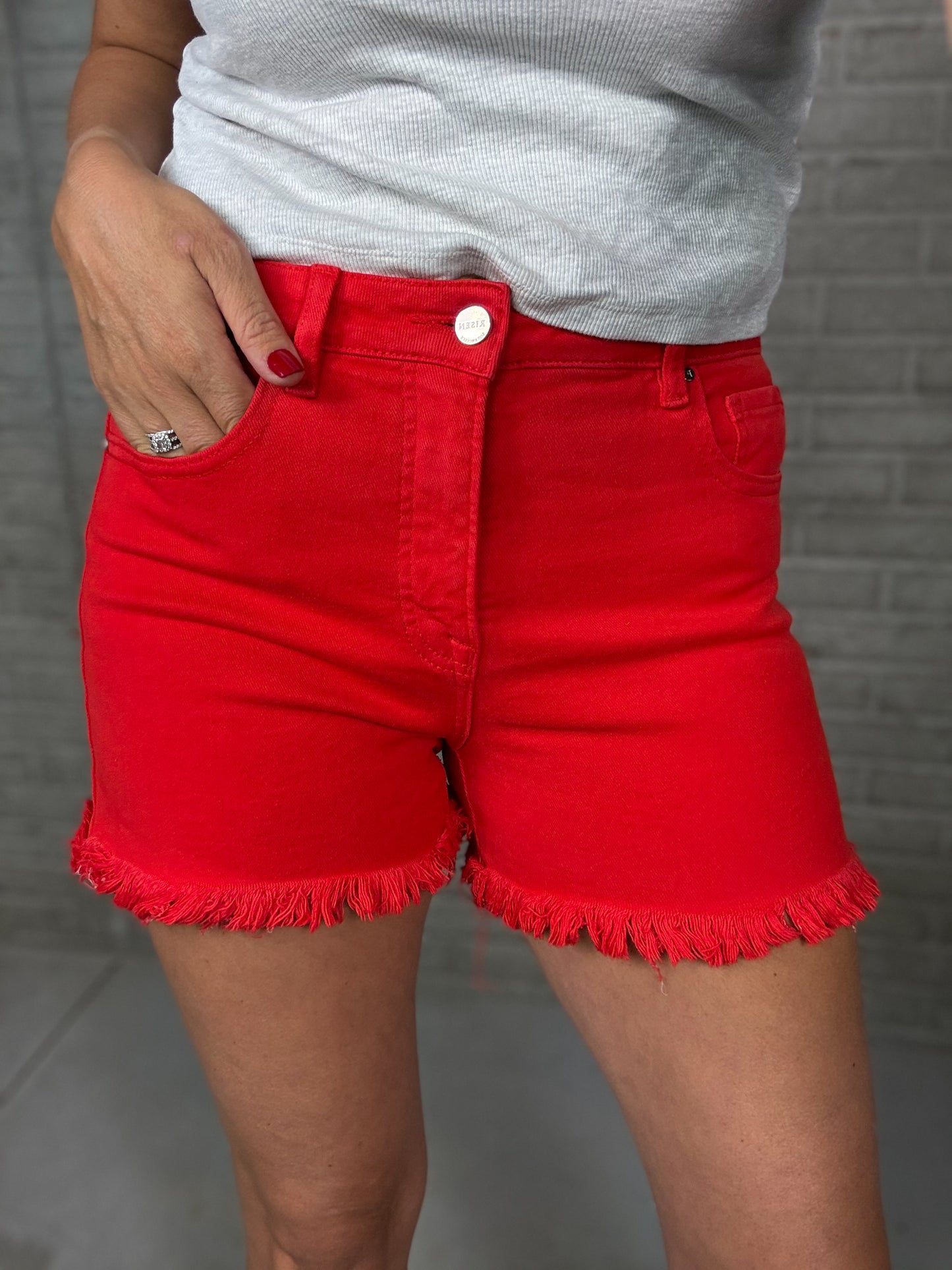 Risen High Rise Red Tummy Control Shorts