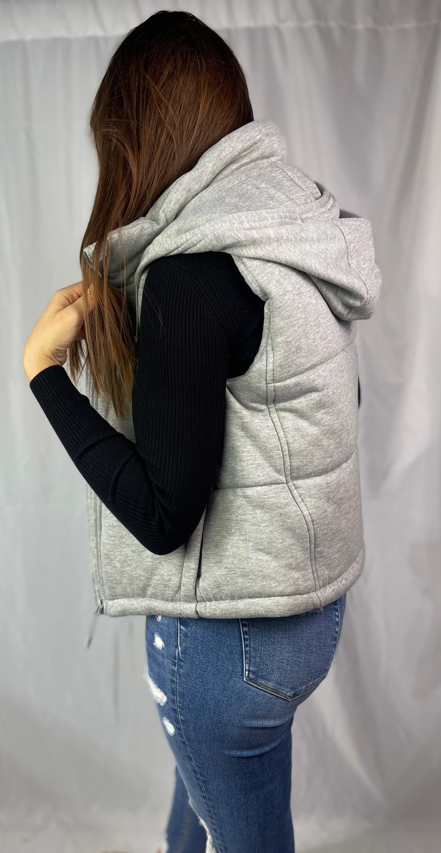 Nothing To Change Heater Grey Hooded Vest