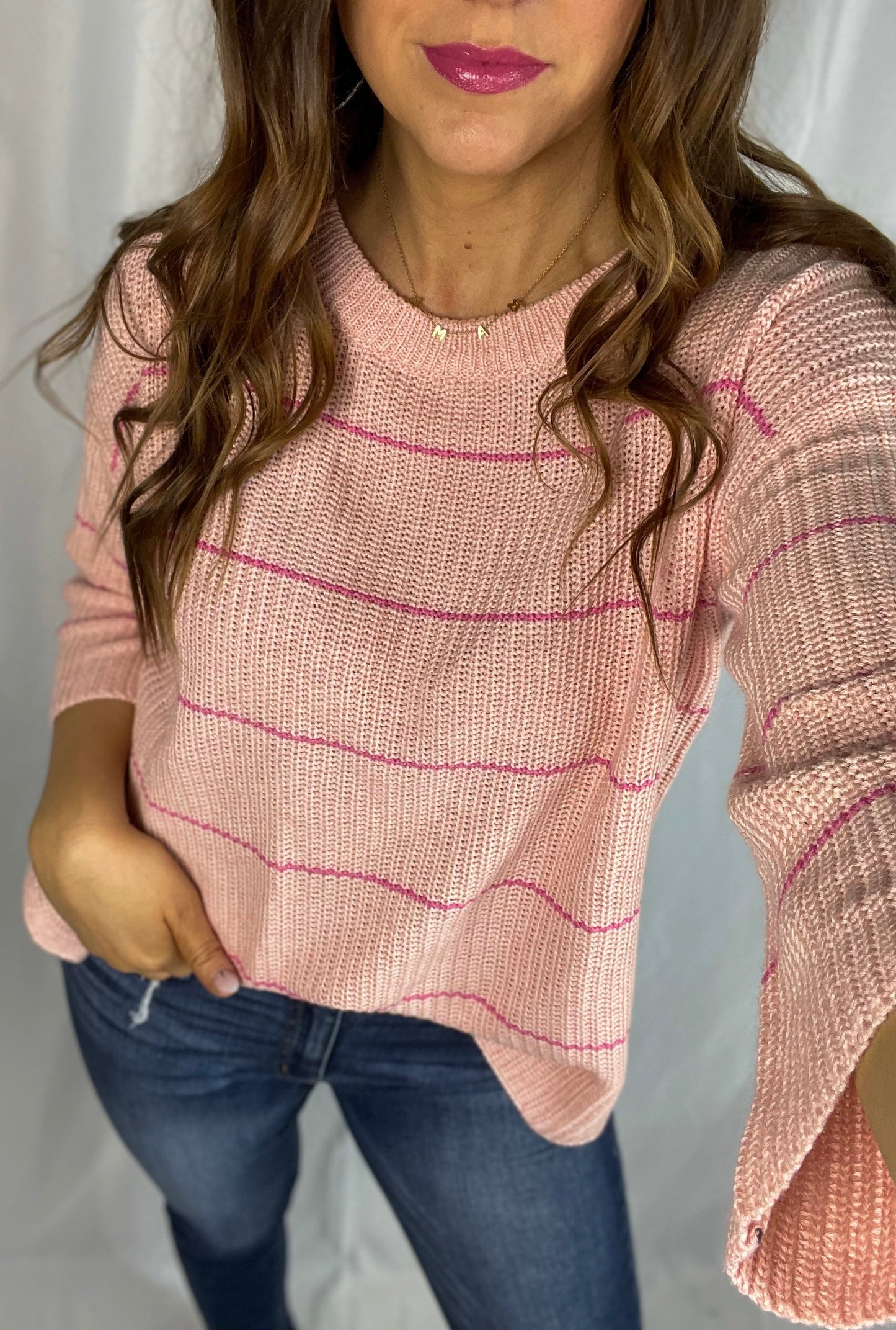 Strawberry Kiss Pink Striped Sweater