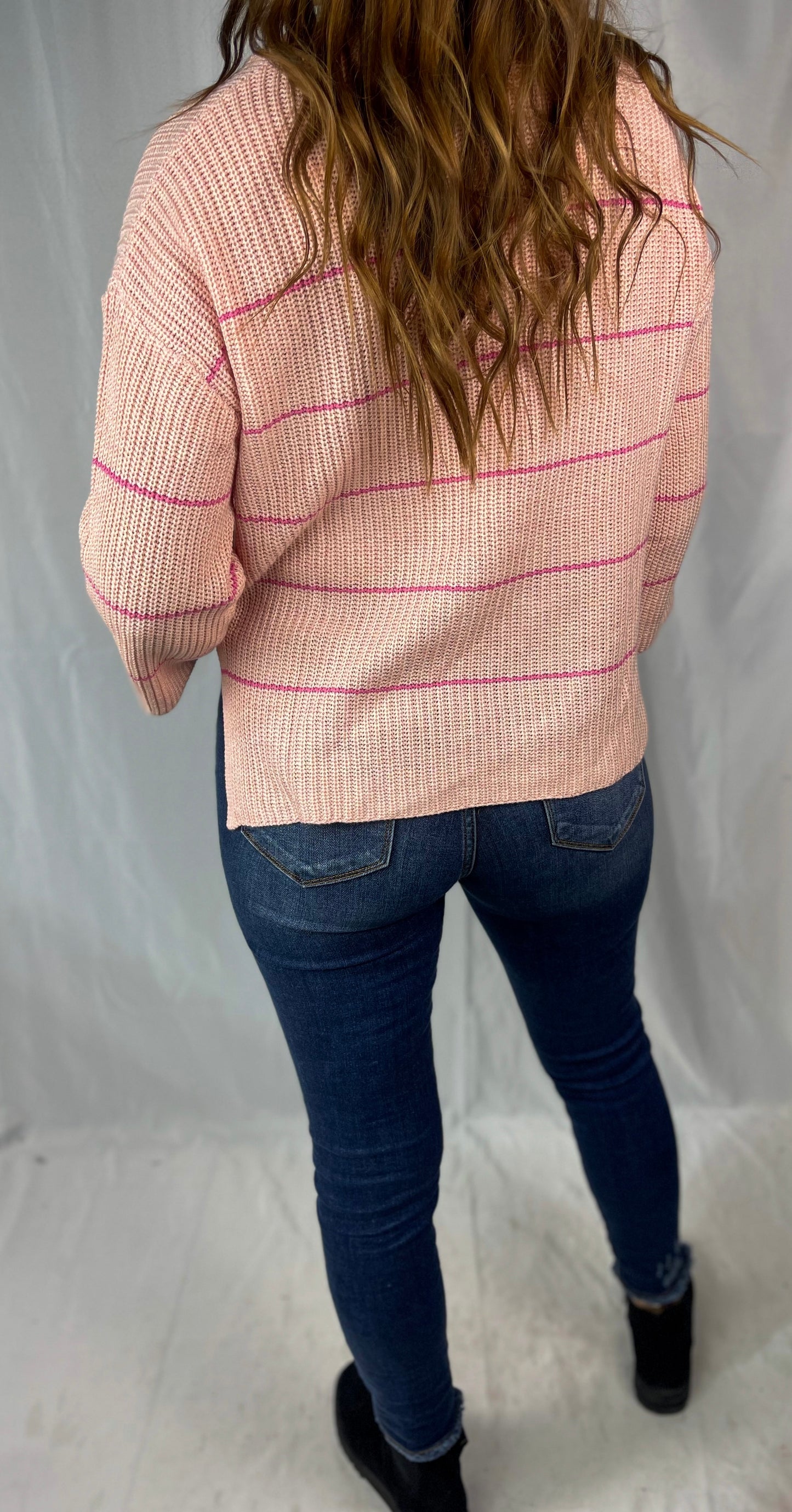 Strawberry Kiss Pink Striped Sweater