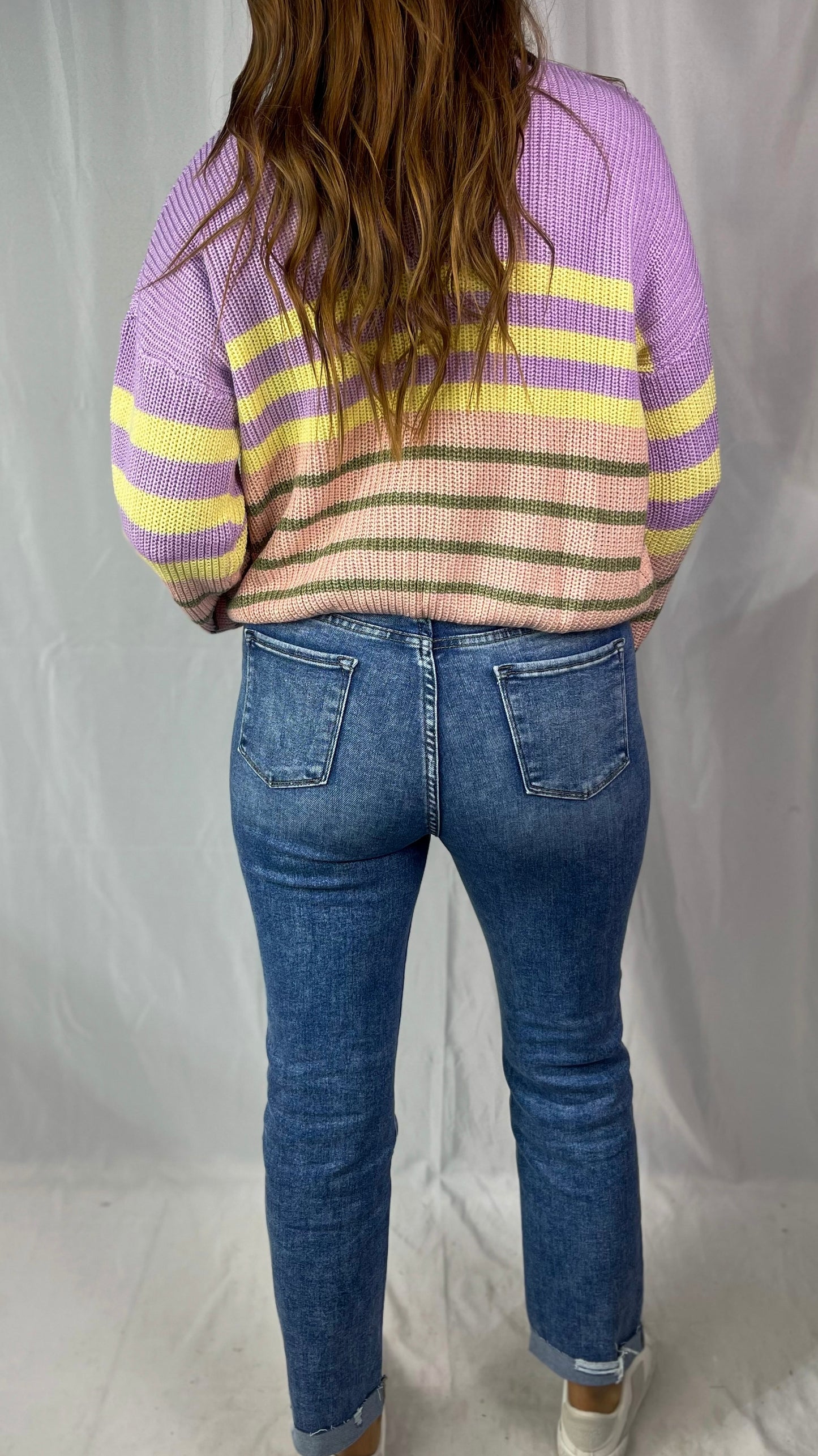 Morning Bliss Lavender Striped Sweater