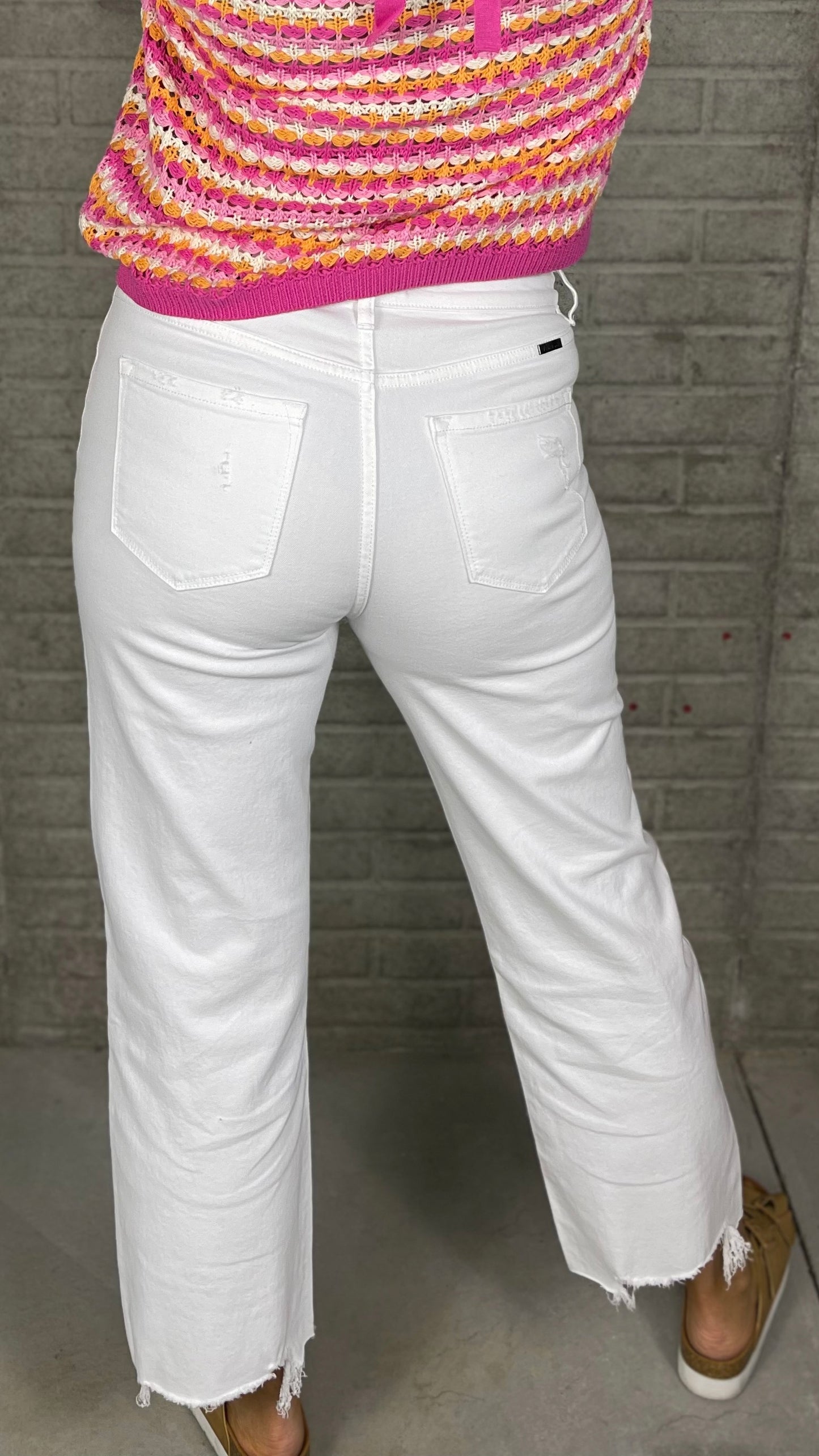 Laney White Slim Wide Leg Denim