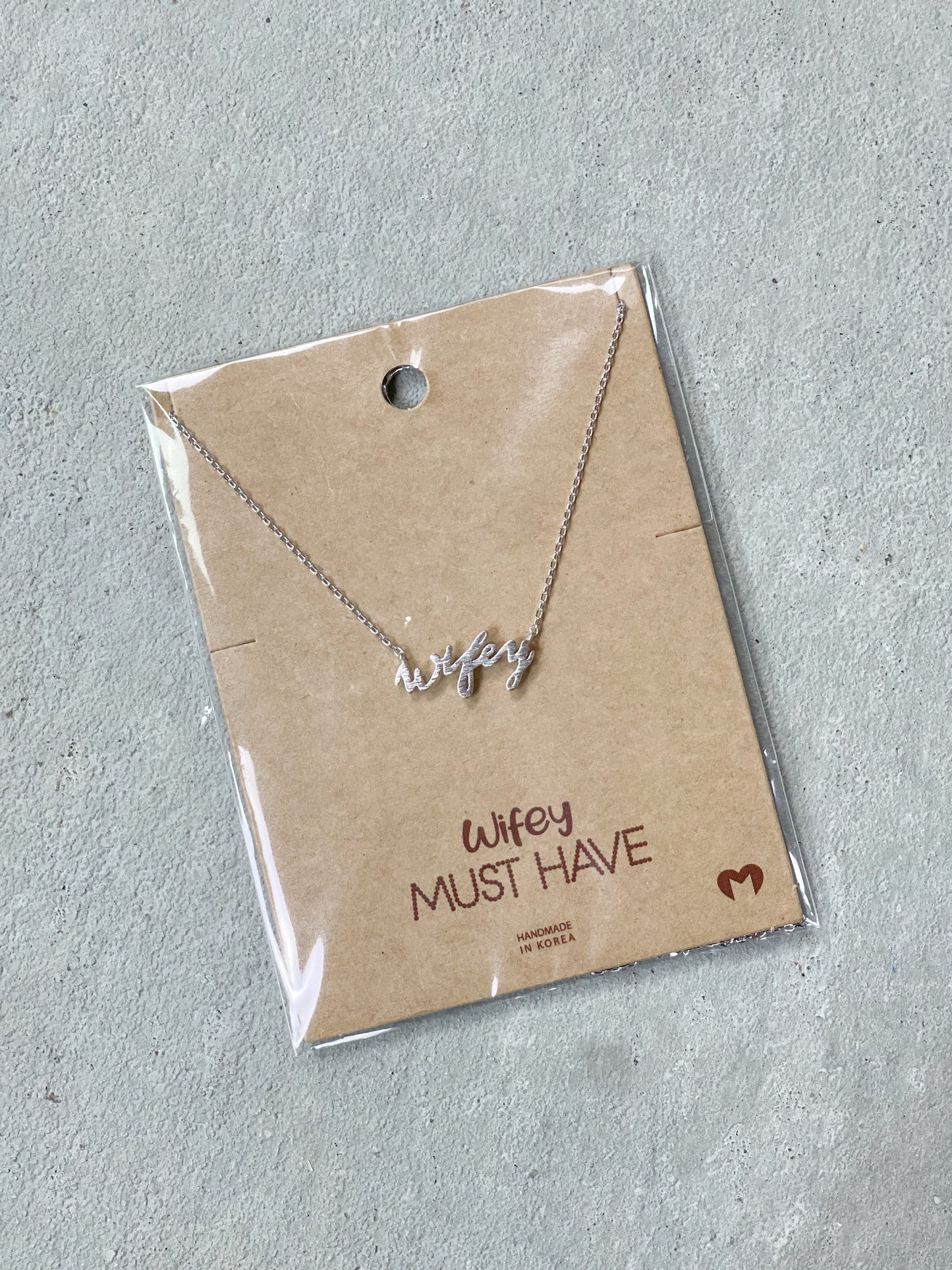 Wifey Handwritten Pendant Necklace- Silver