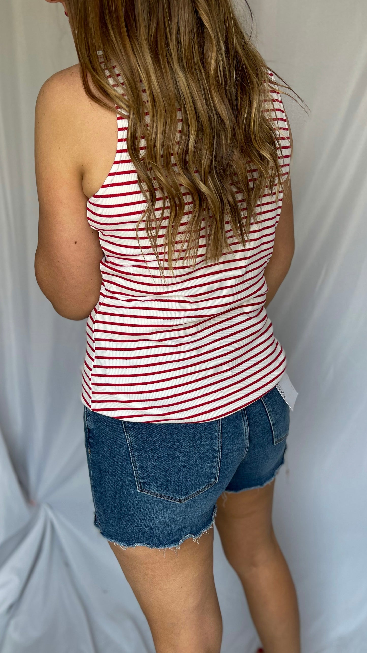 Party Like A Patriot Red/White Striped Tank