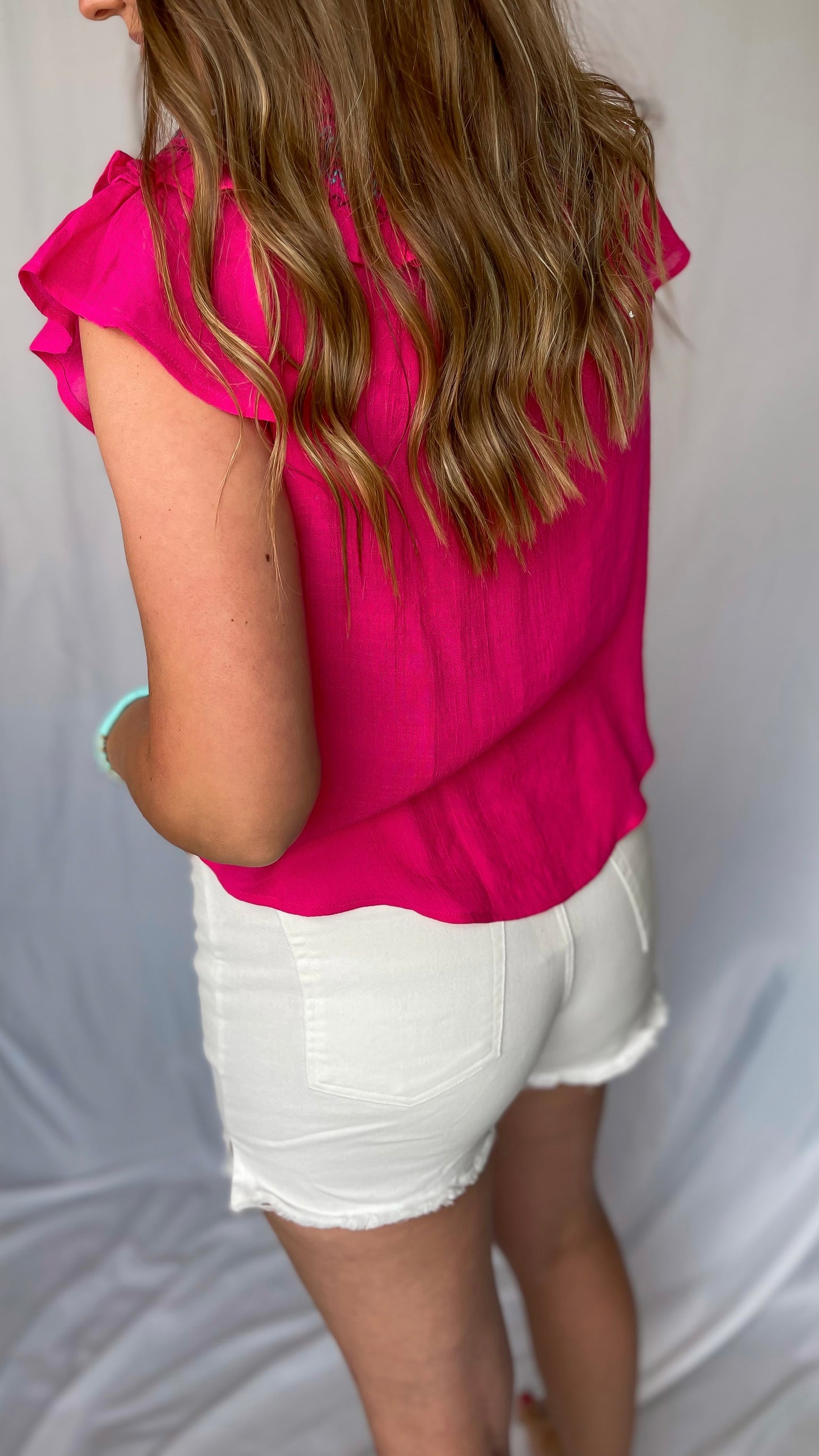 A Fresh Start Fuchsia Embroidered Top