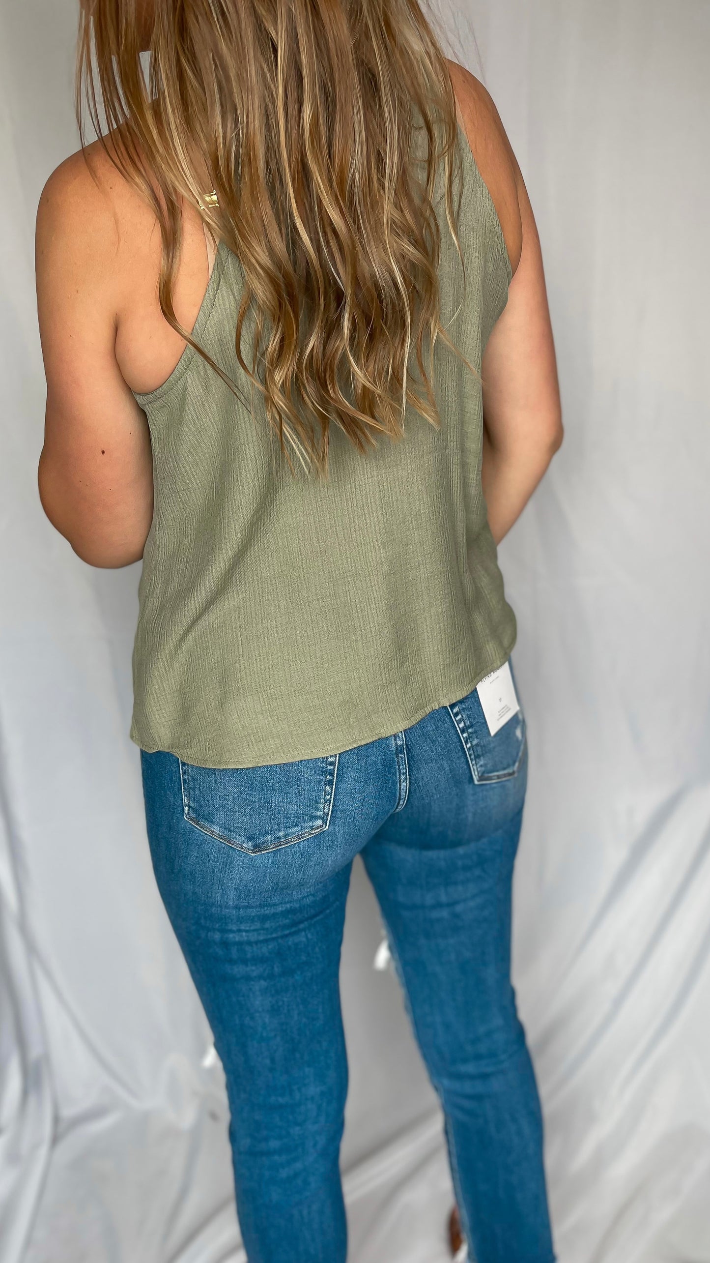 Cruising Through Olive Halter Tank