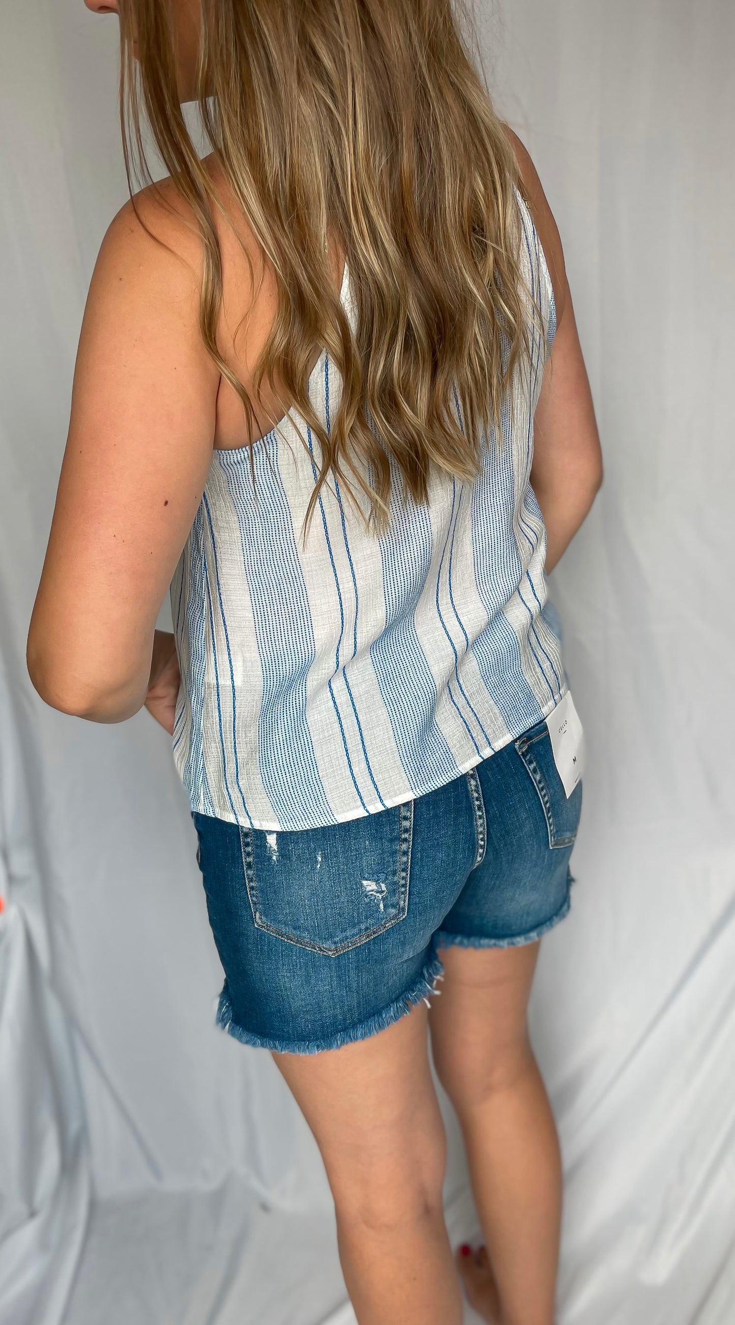 Find Peace Blue Striped Halter Tank
