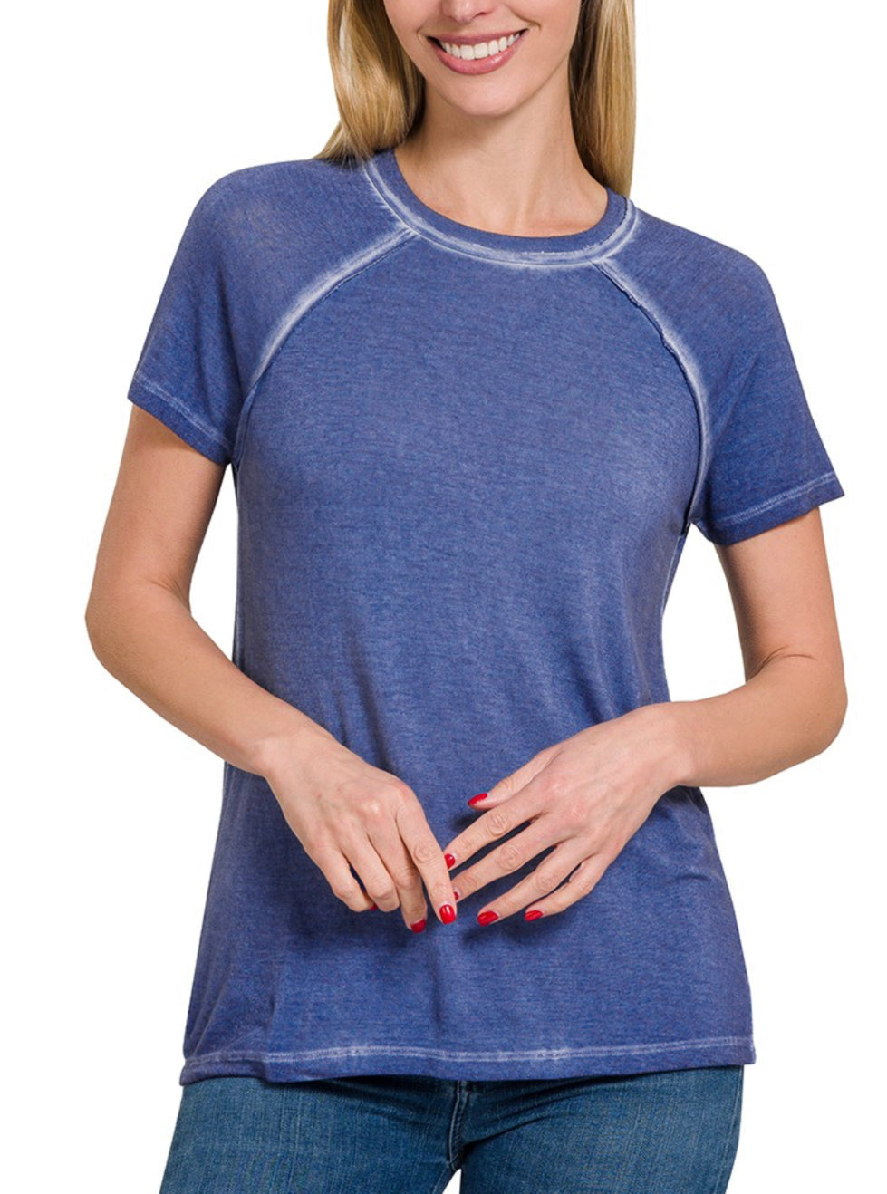 Vintage Washed Tee- Navy