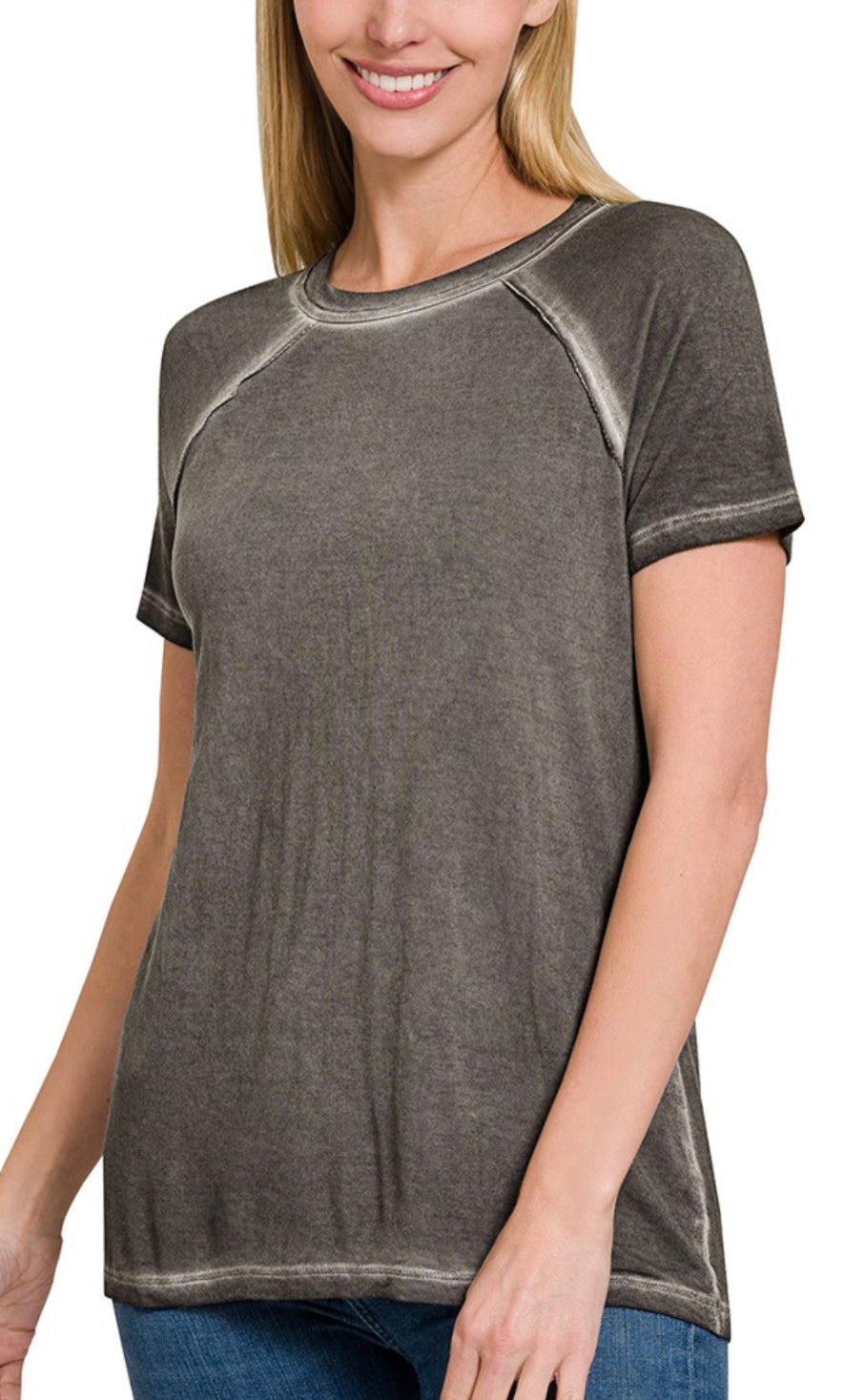 Vintage Washed Tee- Ash Black