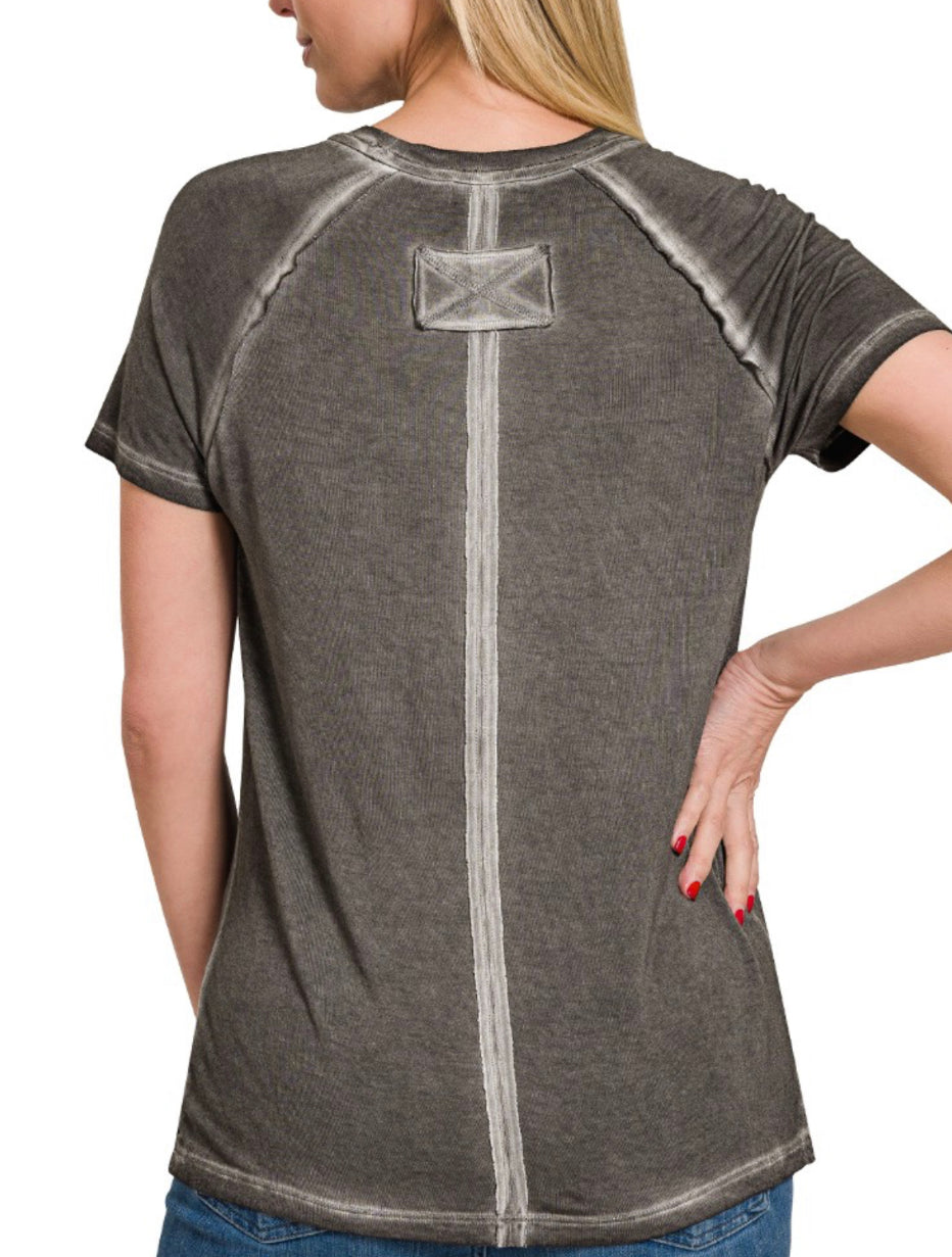 Vintage Washed Tee- Ash Black