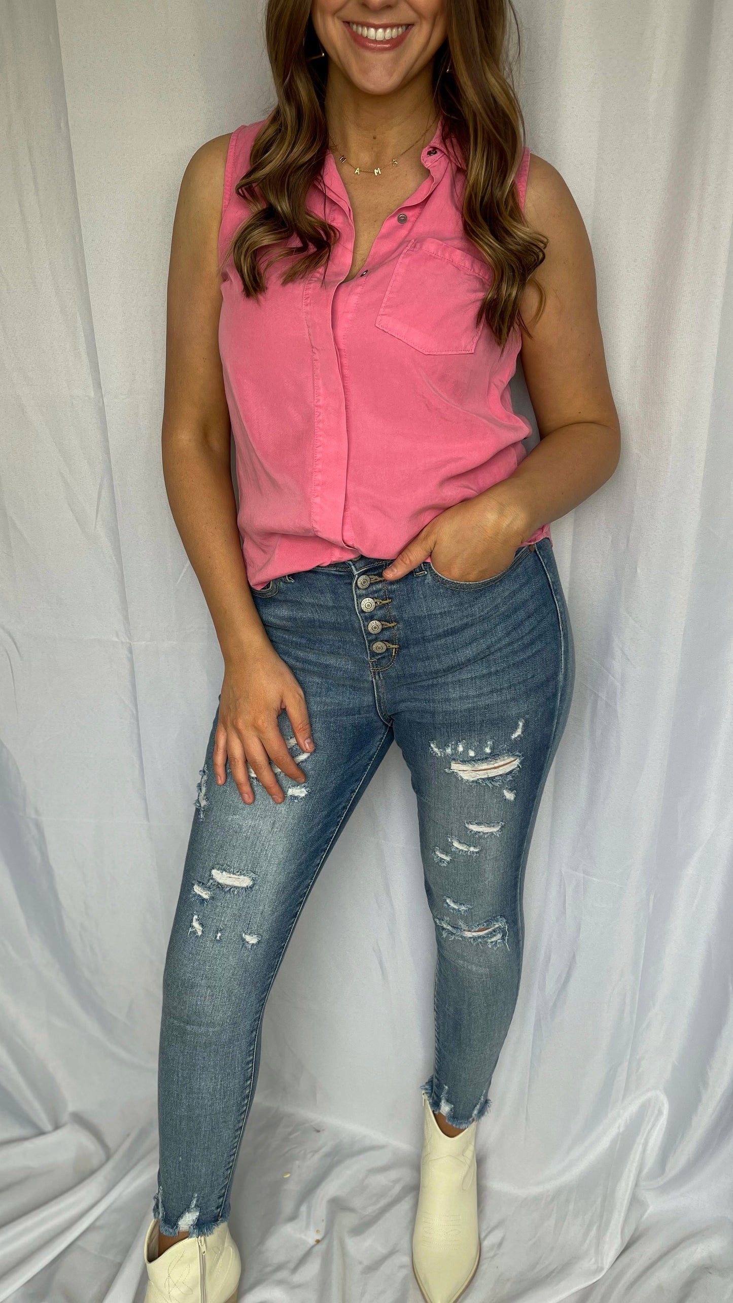 Come Back Again Pink Sleeveless Top
