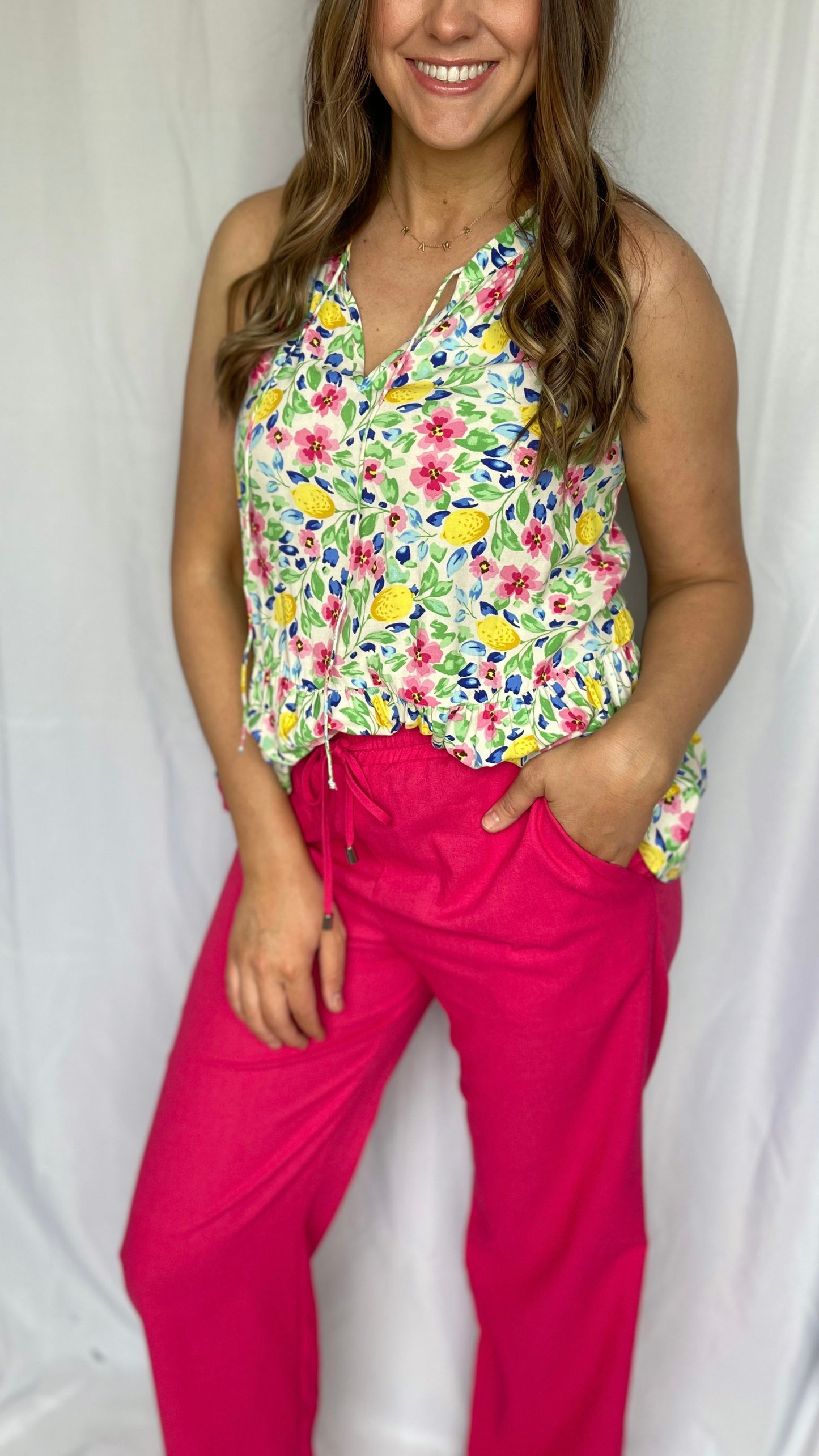 Make Lemonade Floral Halter Top