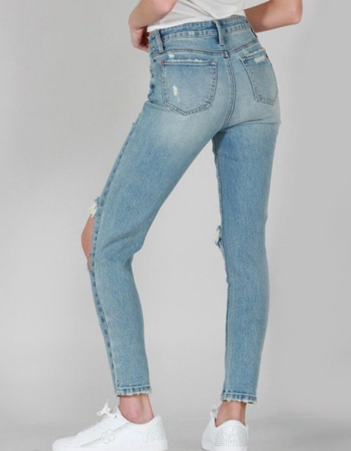 Medium Wash Distressed Skinny Denim