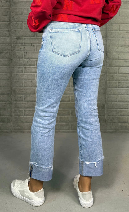 Tummy Control High Rise Cuffed Jeans