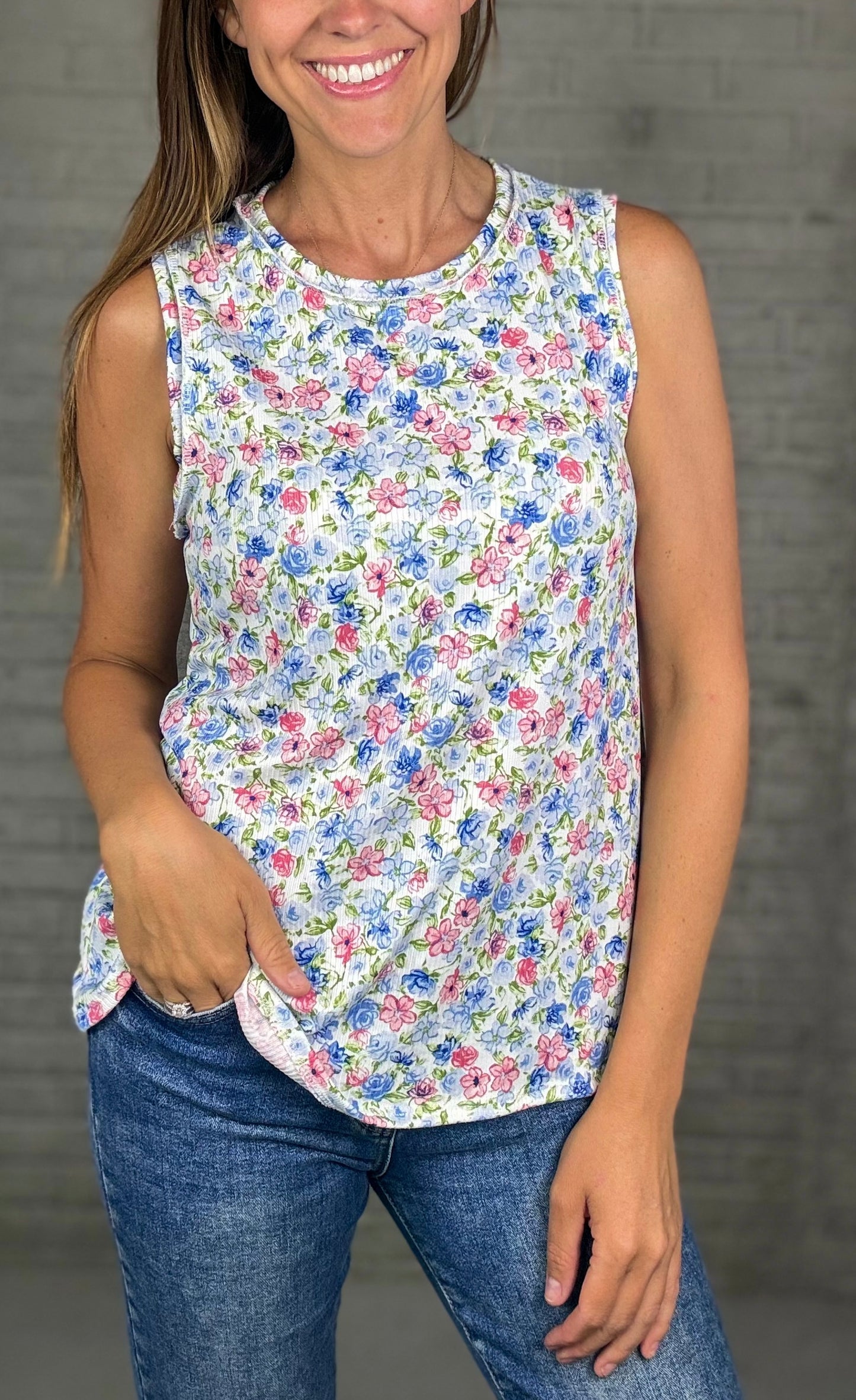 Floral Ribbed Knit Tank