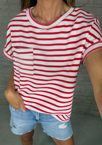 Red & Ivory Dolman Top