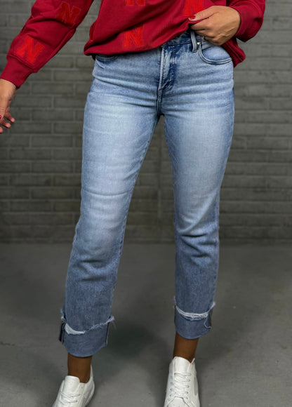 Tummy Control High Rise Cuffed Jeans
