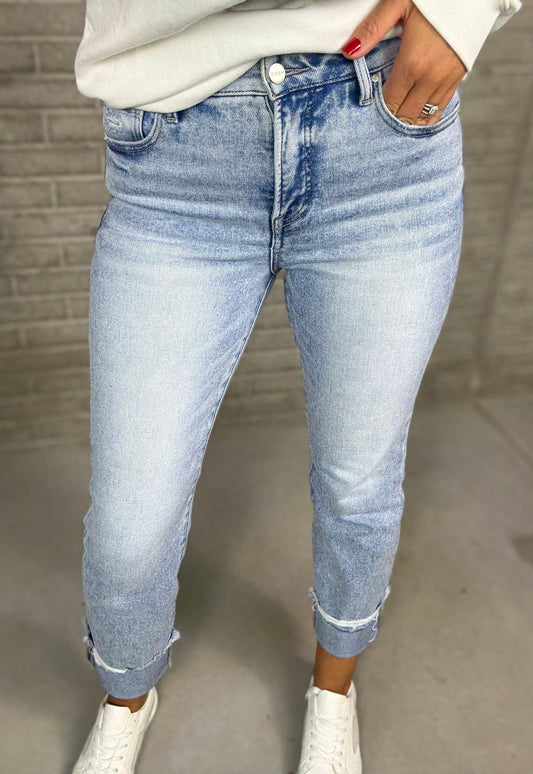 Tummy Control High Rise Cuffed Jeans