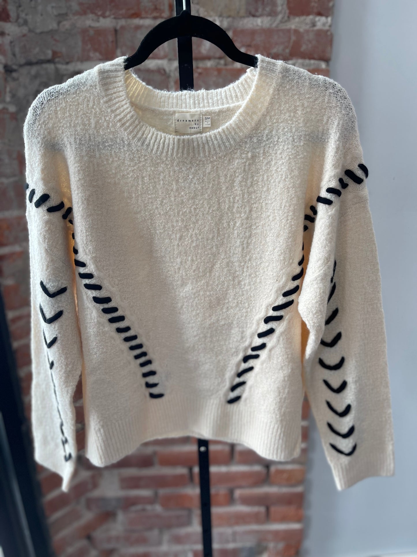 Black Stitch Ivory Sweater
