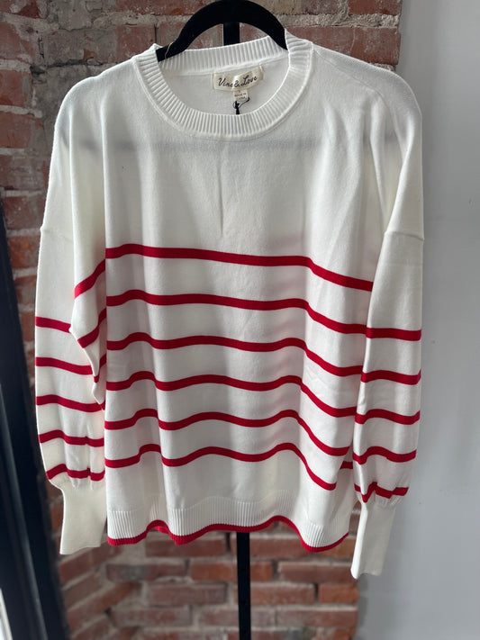 Red Stripe Ivory Sweater