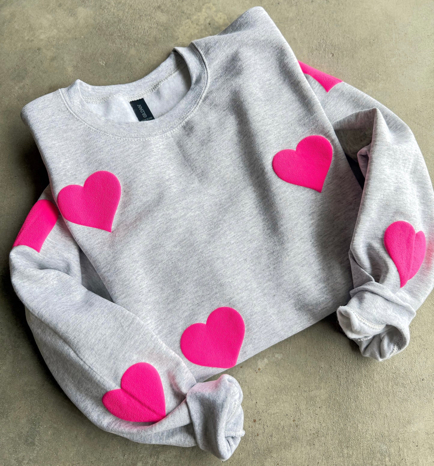 Pink Hearts Ash Crewneck
