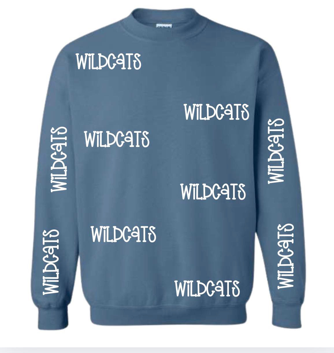 Wildcats White Puff Crew- Indigo Blue