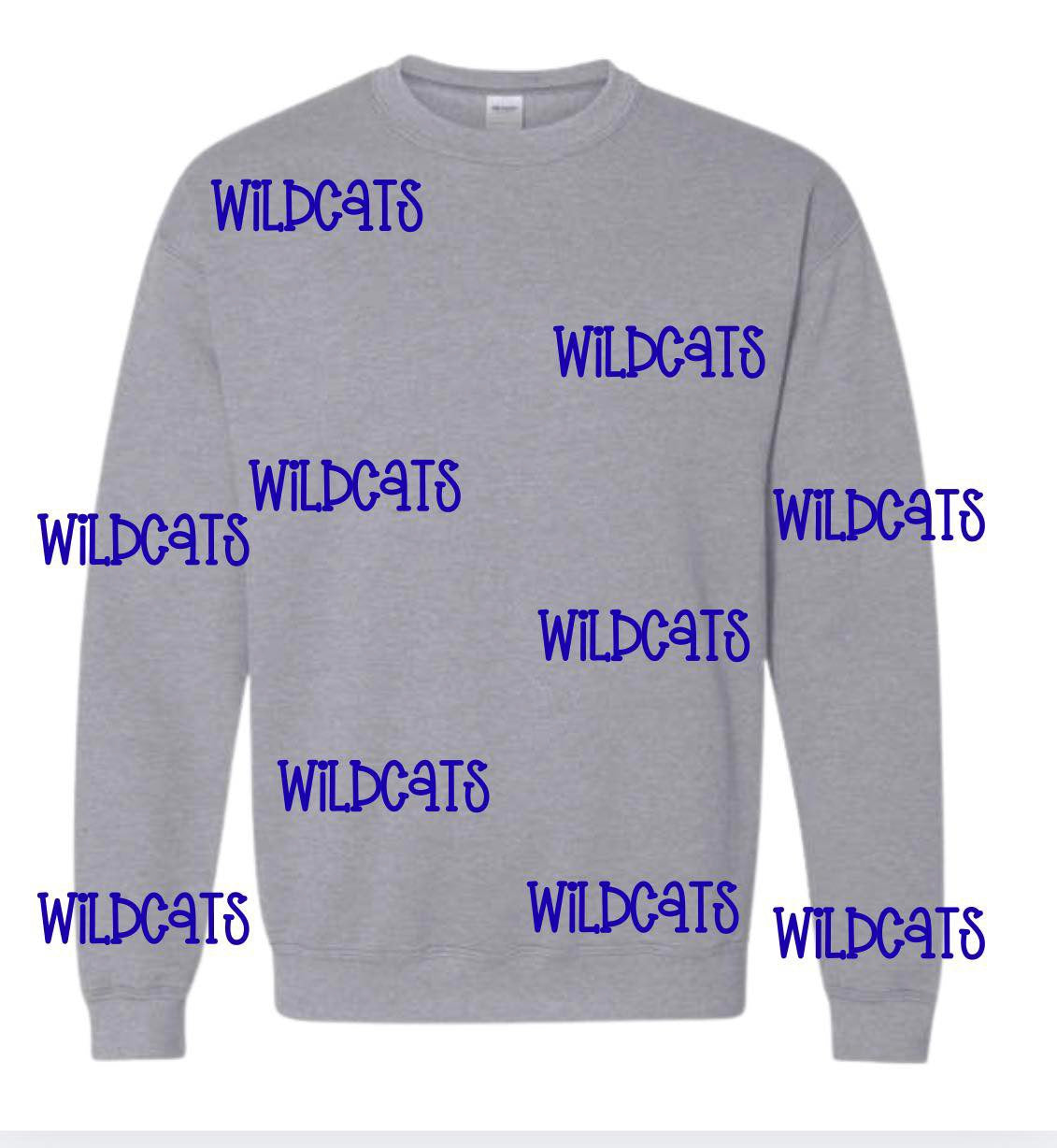 Wildcats Blue Puff Crew- Sports Grey