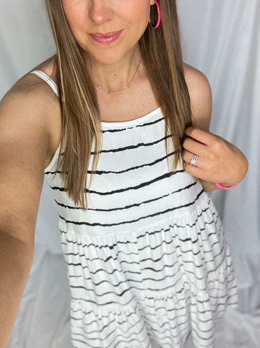 Open The Doors Black Striped Dress