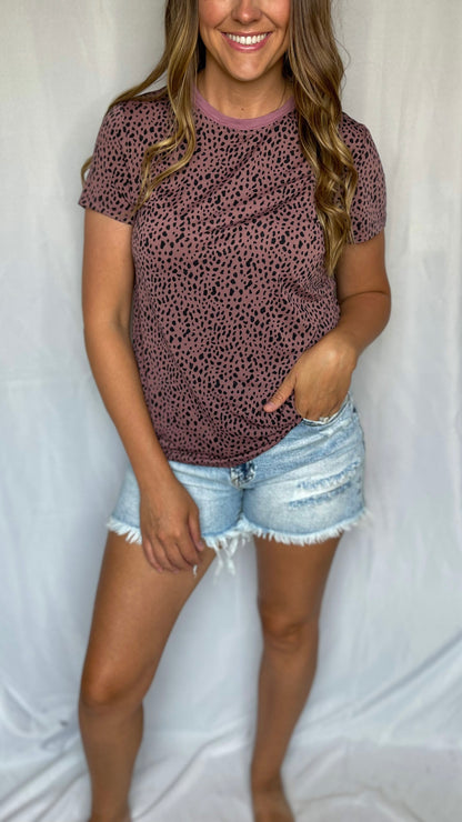 As You Are Wine Cheetah Print Tee