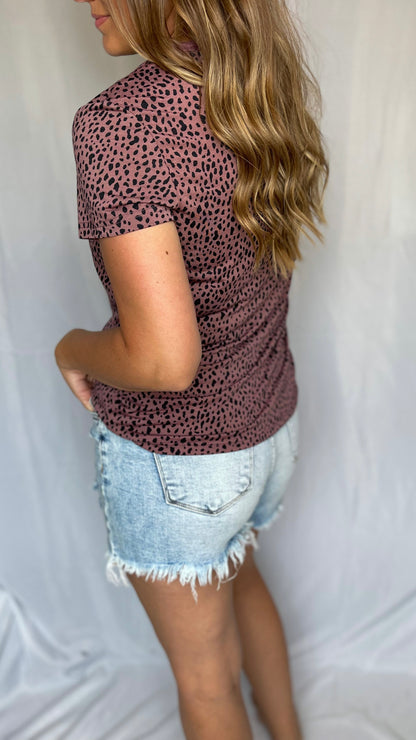 As You Are Wine Cheetah Print Tee