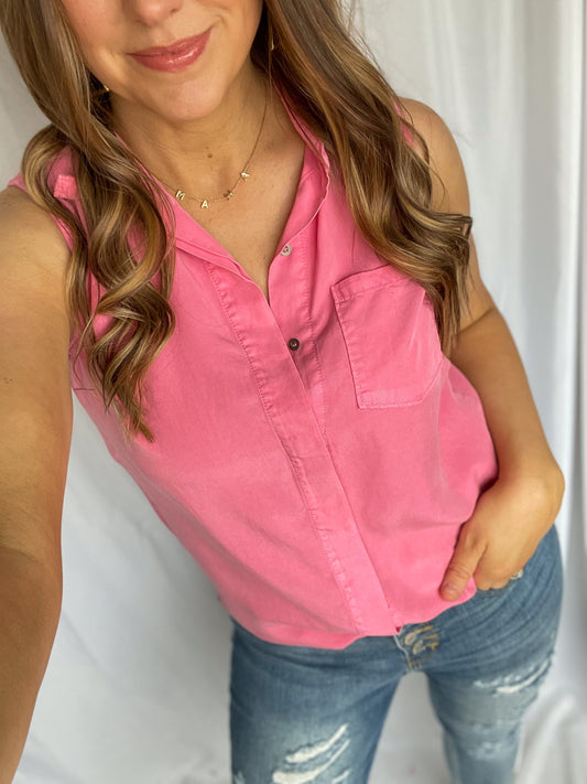 Come Back Again Pink Sleeveless Top