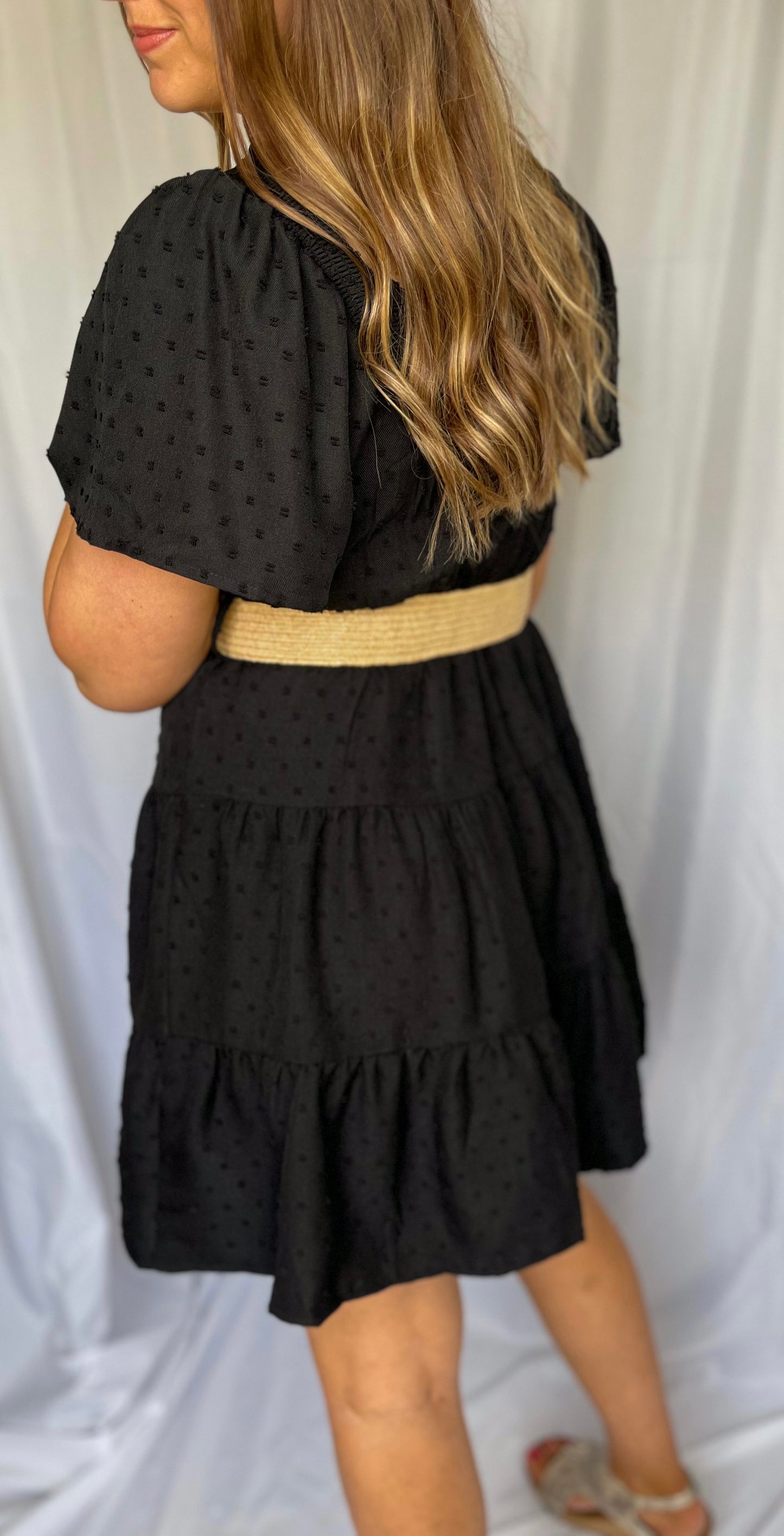 Keep An Eye Out Black Belted Dress