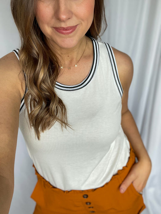 Carefree Style White & Black Tank